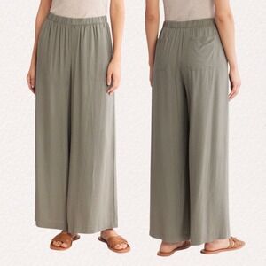 Splendid Cropped Palazzo Pant ,Sage Green Medium | Wide Leg Elastic Waist Earthy